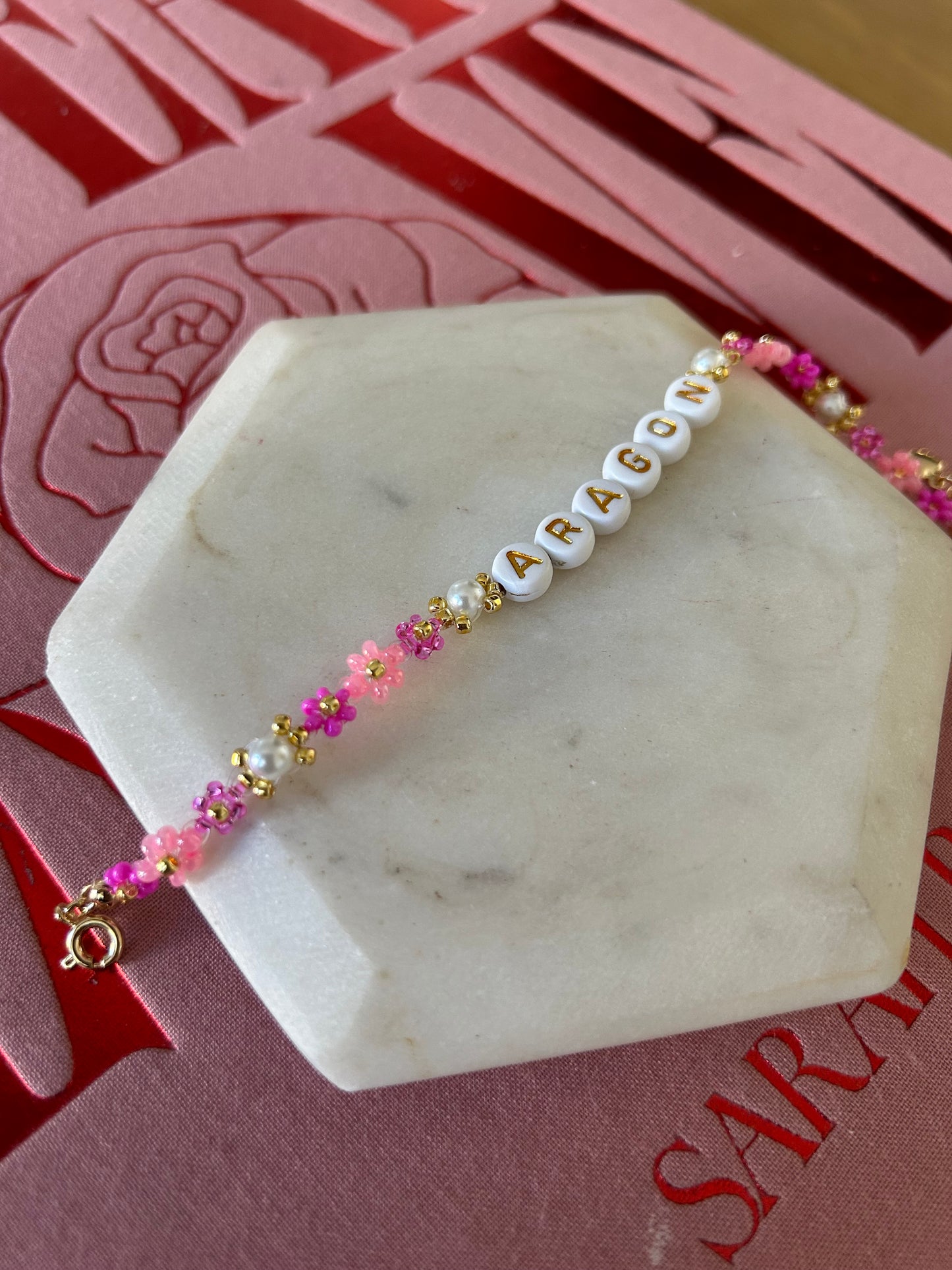 Customizable Flower Beaded Bracelet