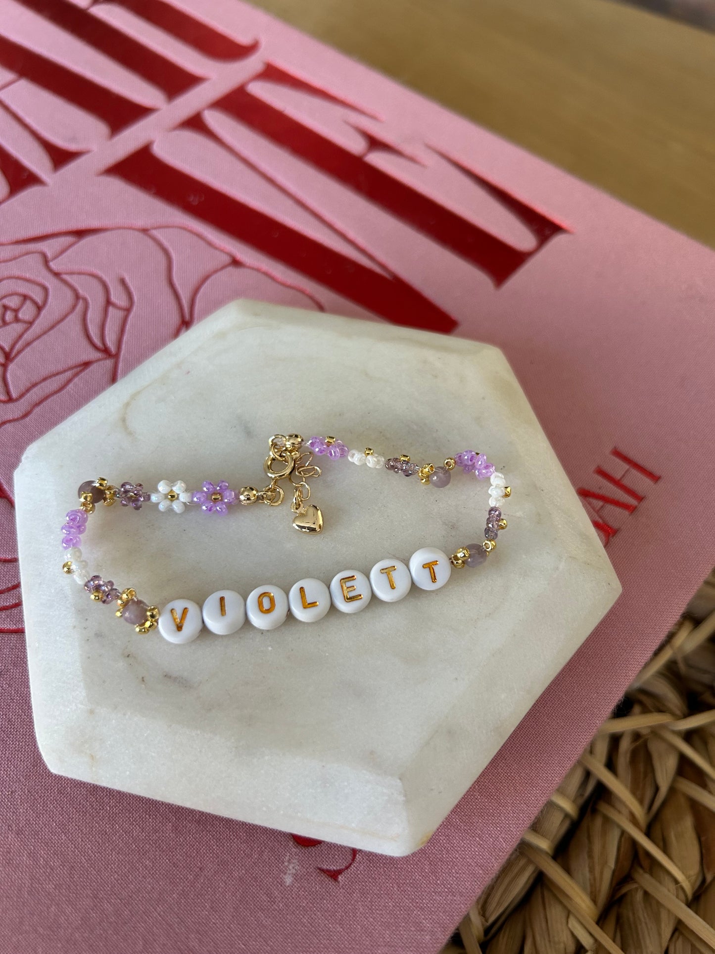 Customizable Flower Beaded Bracelet