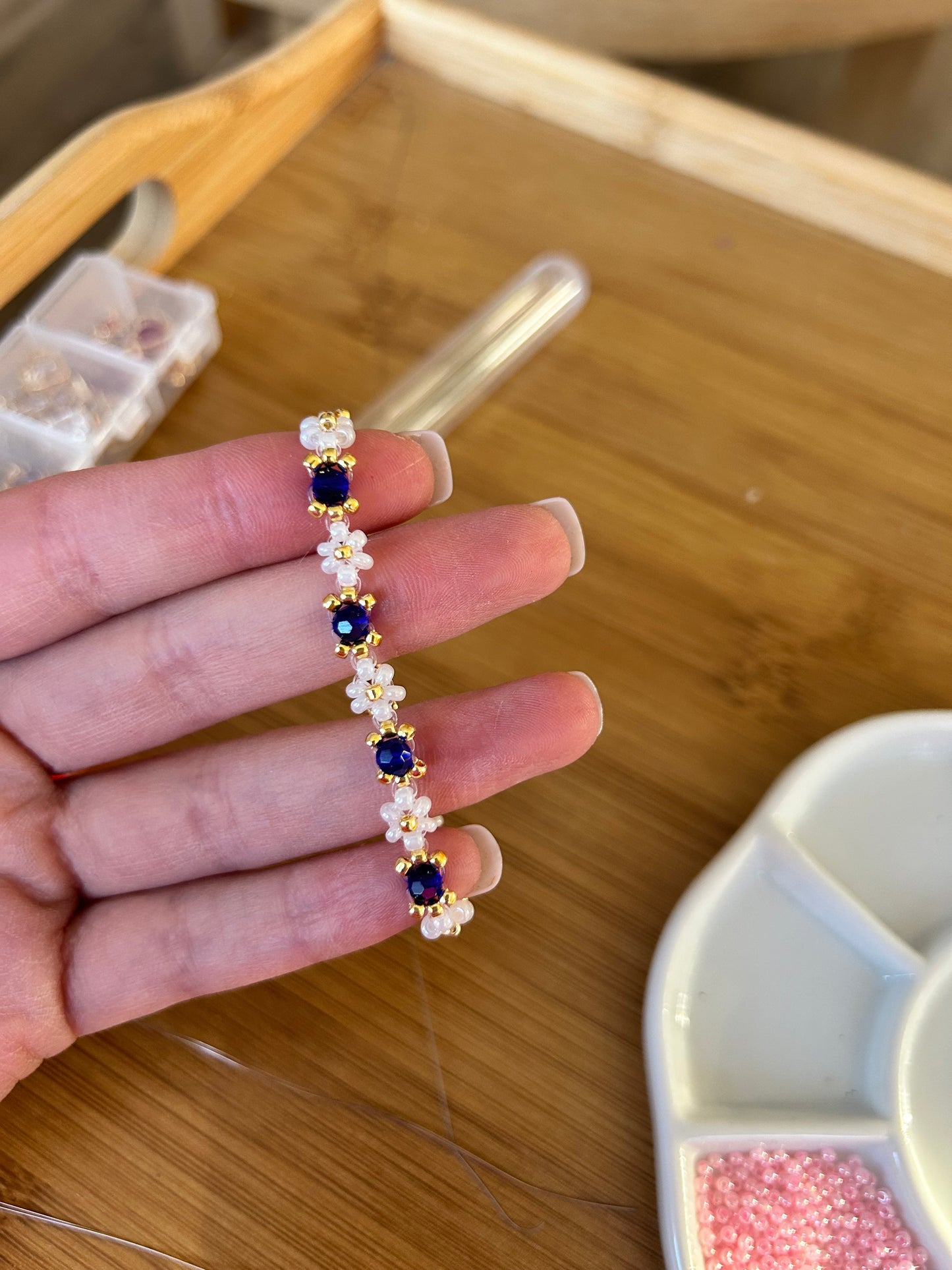 Mini Size Crystals and flowers Dainty Bracelet