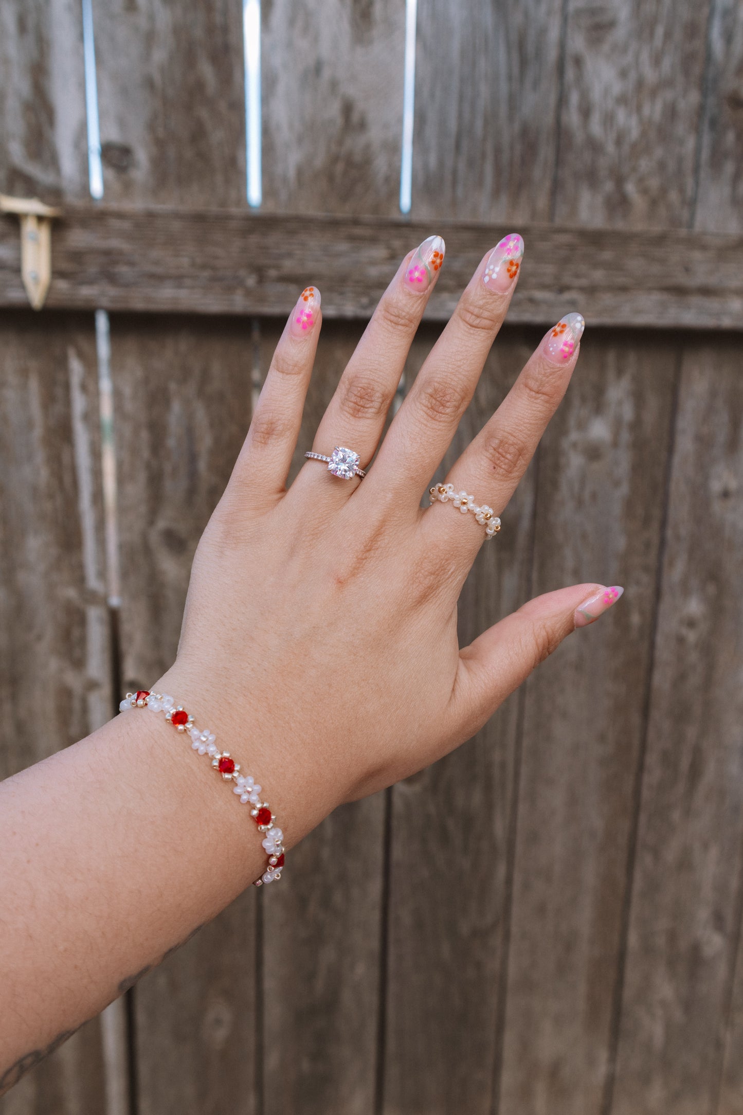 Silver Crystals and flowers Dainty Bracelet