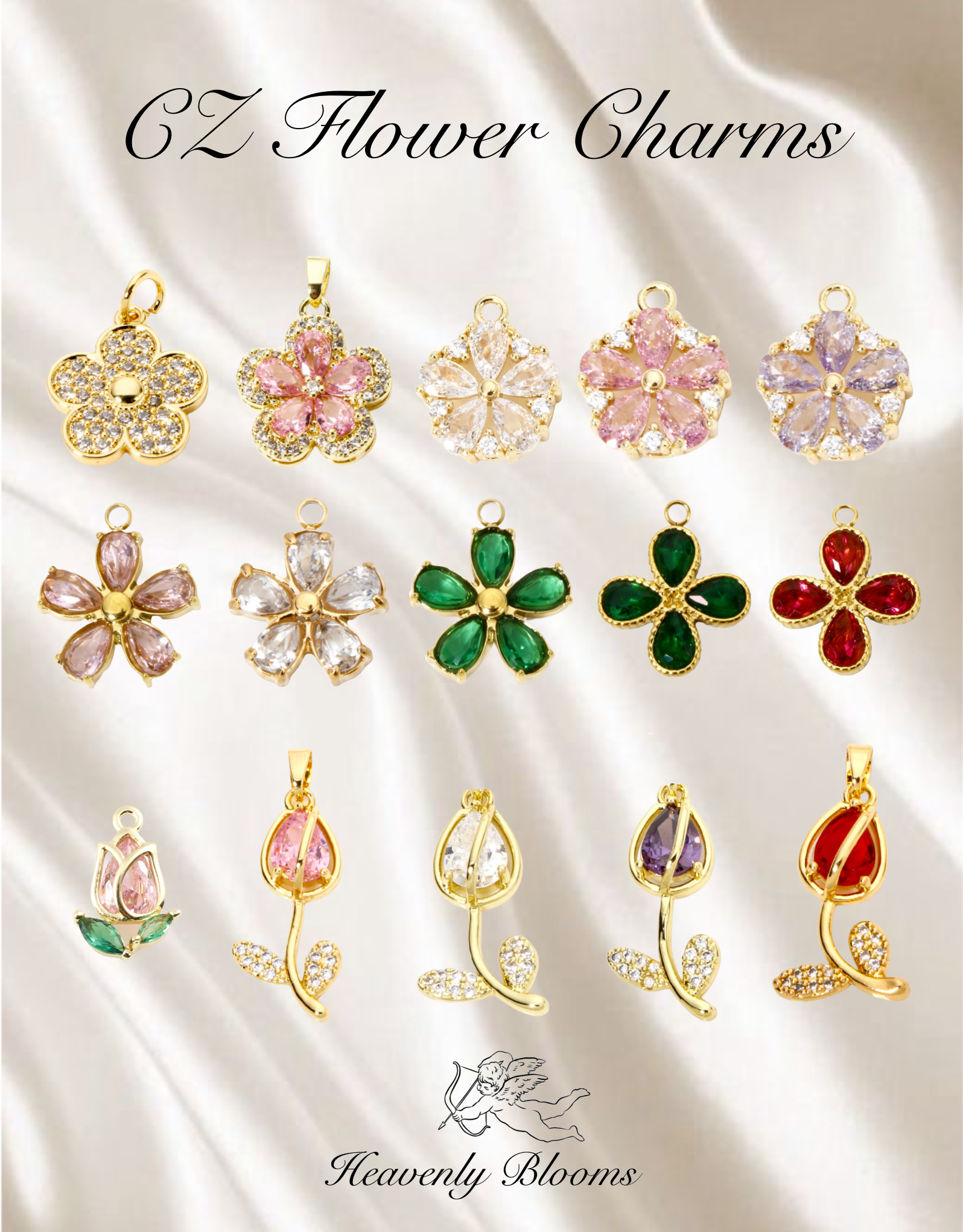 CZ Flower Charms