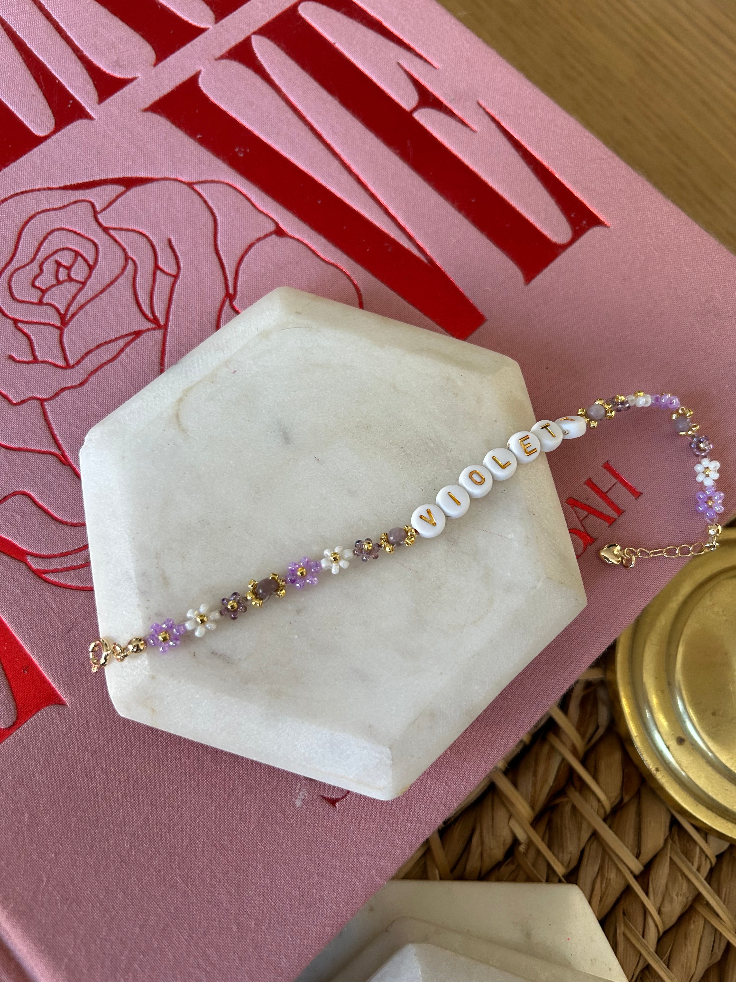 Customizable Flower Beaded Bracelet