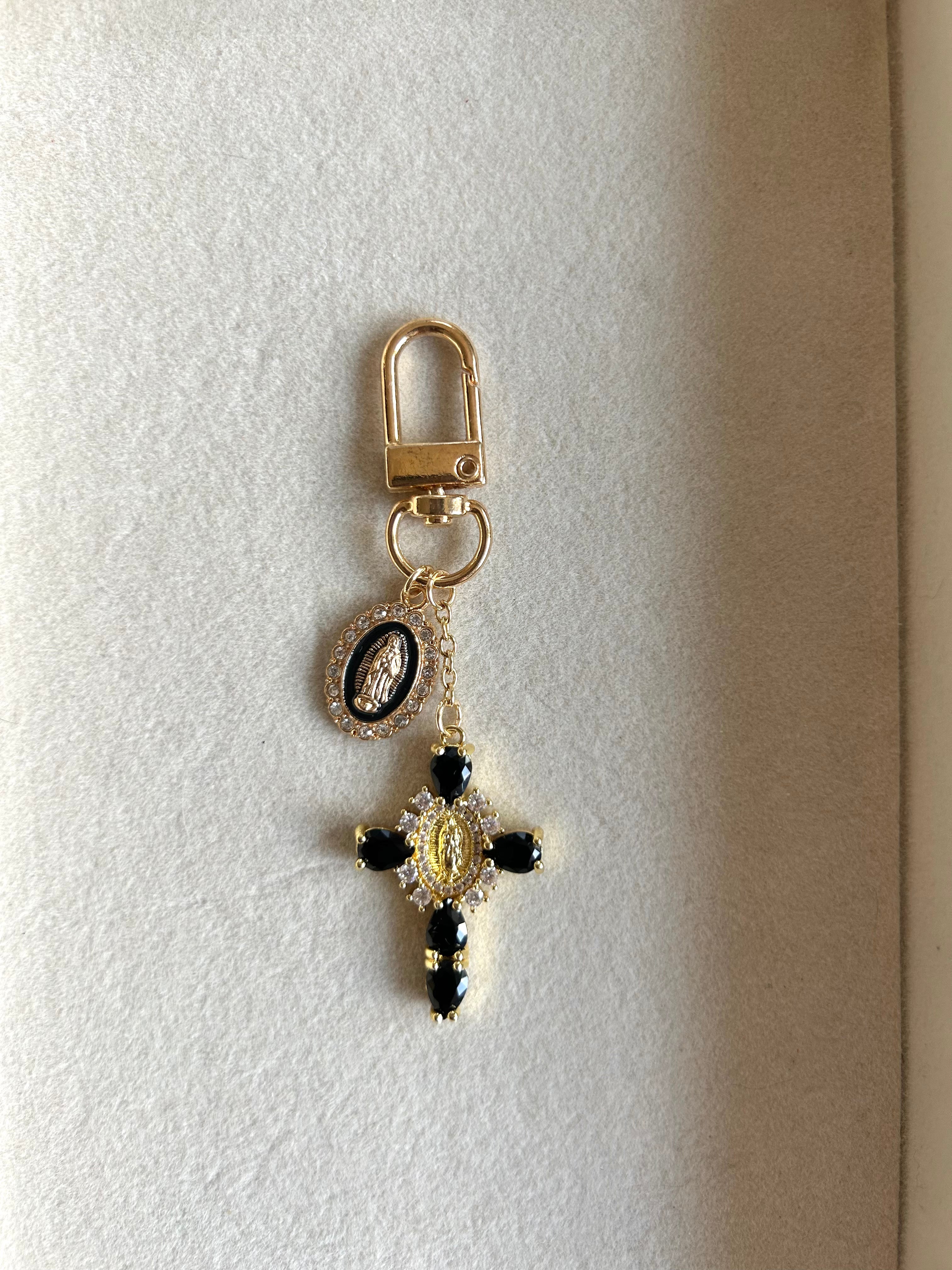 Cz Mary Cross Keychain