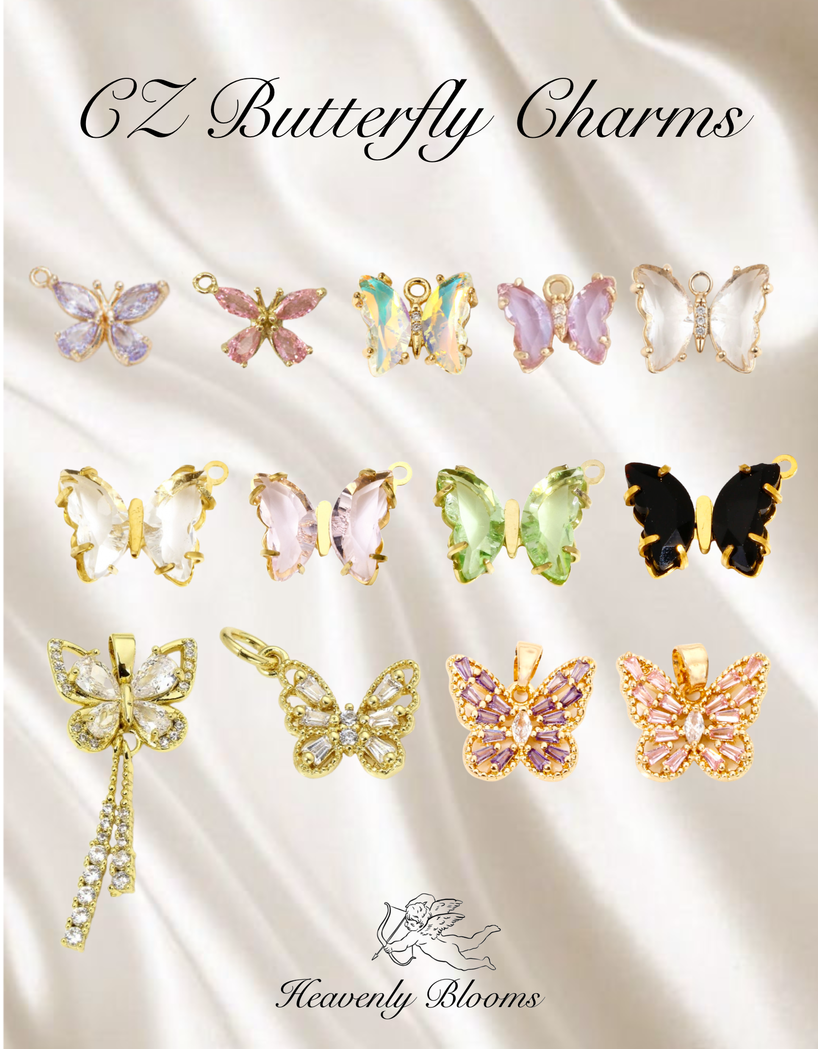 CZ Butterfly Charms