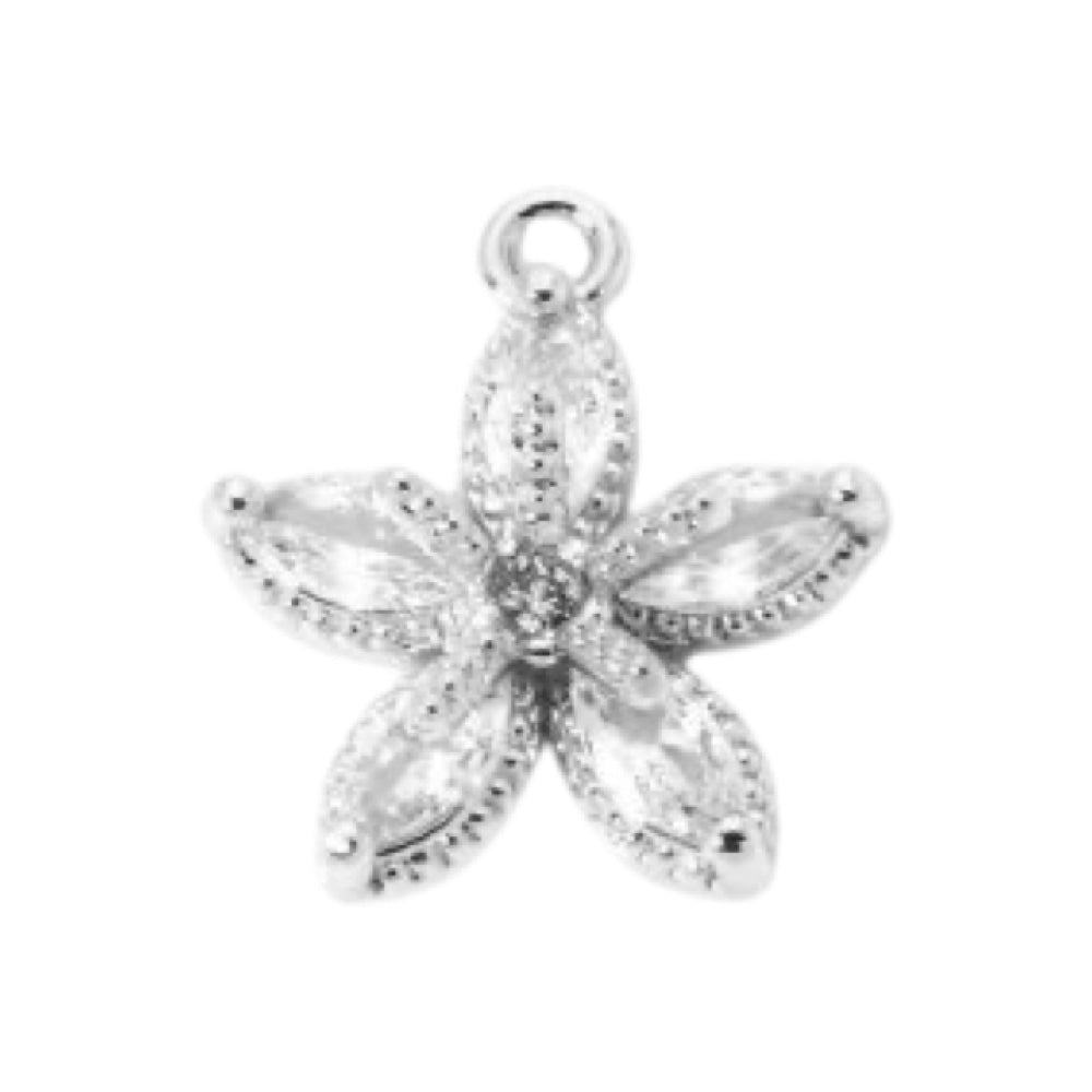 CZ Flower Charms (Silver)