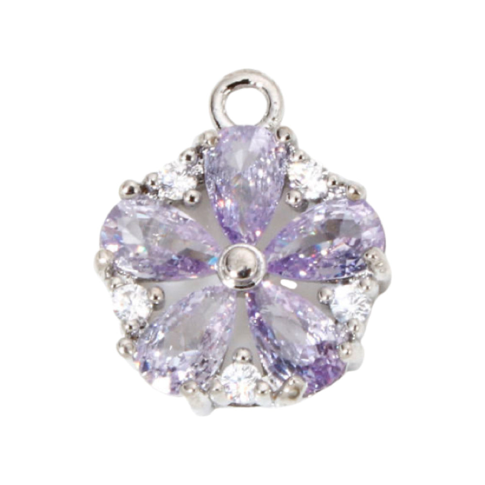 CZ Flower Charms (Silver)