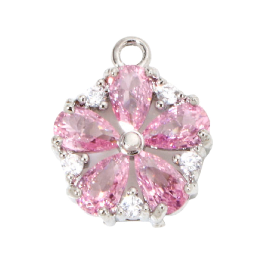 CZ Flower Charms (Silver)