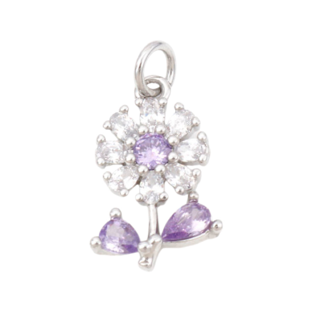 CZ Flower Charms (Silver)