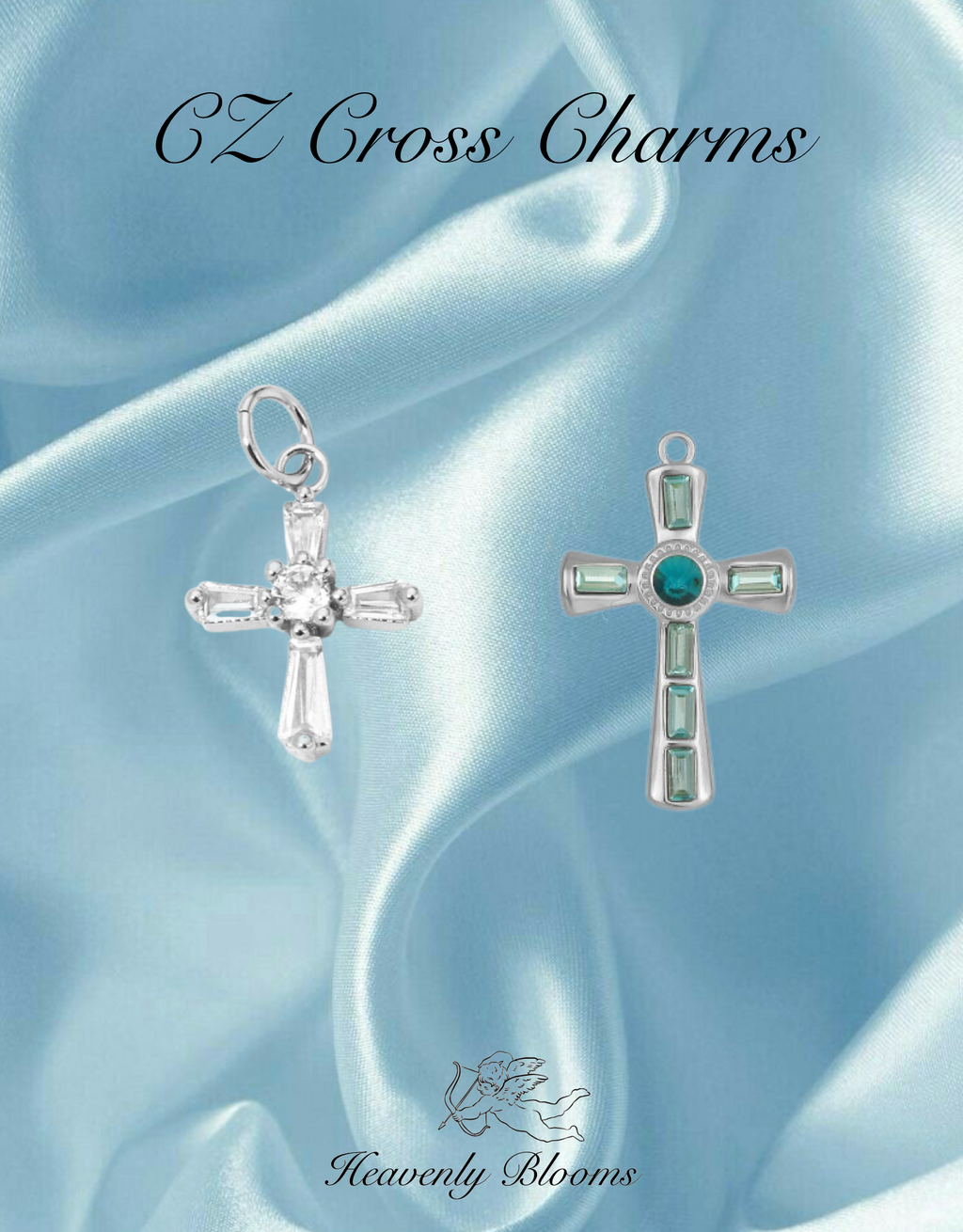 CZ Cross Charms (Silver)