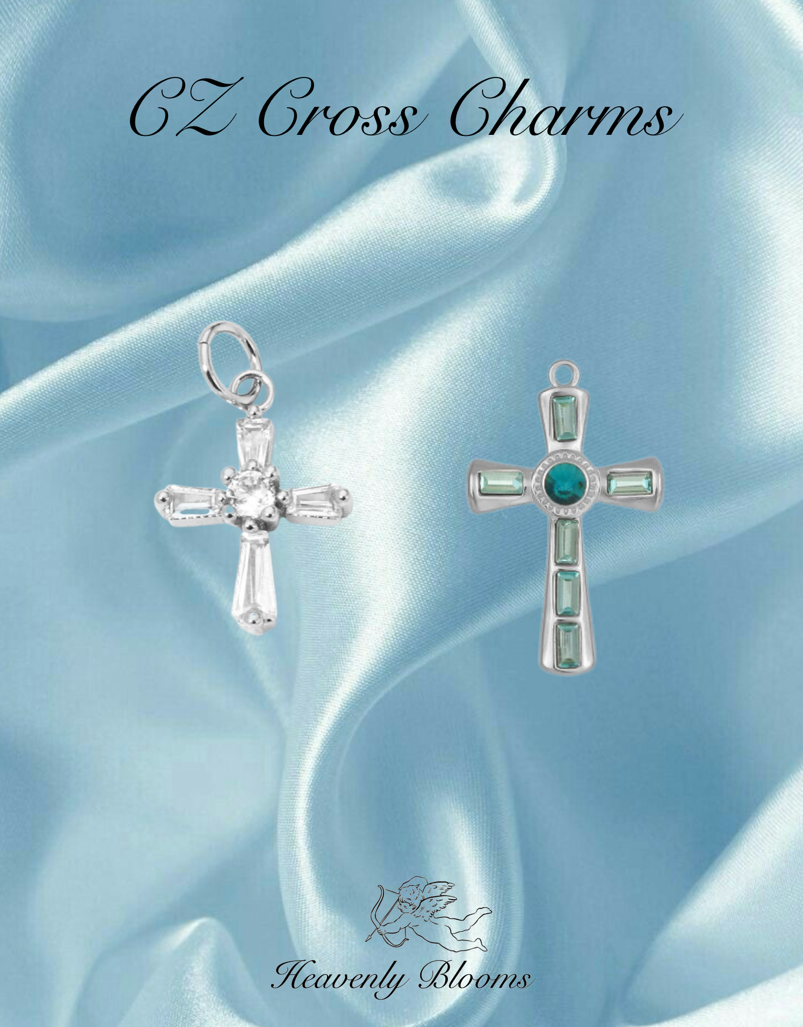 CZ Cross Charms (Silver)